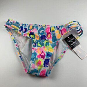 Salt & Cove Bikini Bottom Women XS Multicolor Printed Hipster Strappy-Side Beach